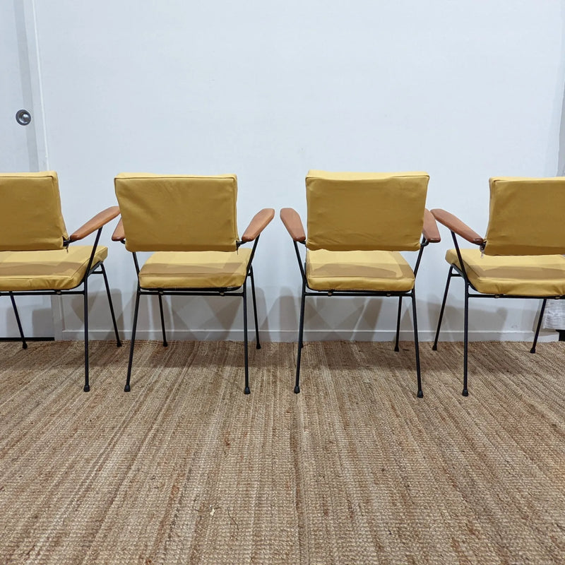 Fler tv chairs X 4 fully restored MCM yellow/honey/mustard Italian top grain leather