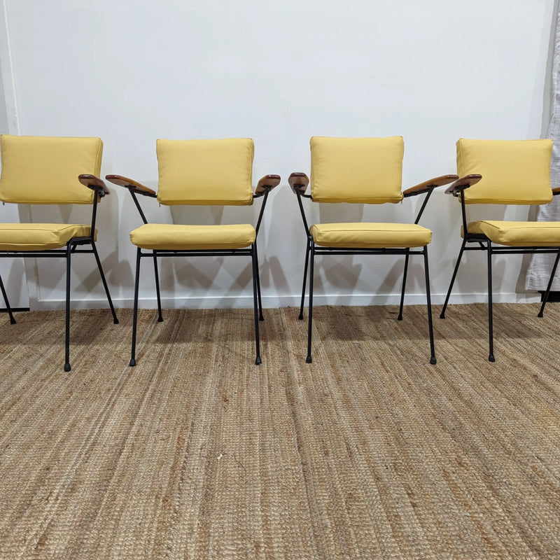 Fler tv chairs X 4 fully restored MCM yellow/honey/mustard Italian top grain leather