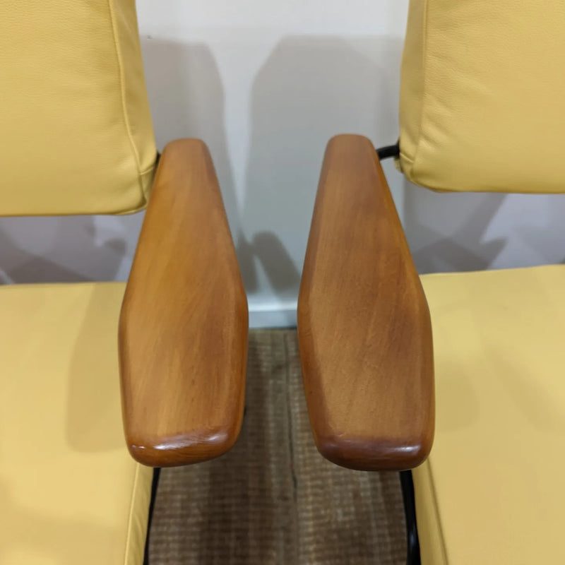 Fler tv chairs X 4 fully restored MCM yellow/honey/mustard Italian top grain leather
