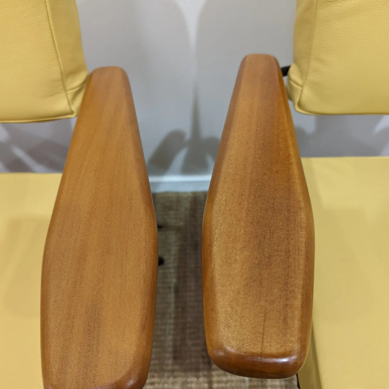 Fler tv chairs X 4 fully restored MCM yellow/honey/mustard Italian top grain leather