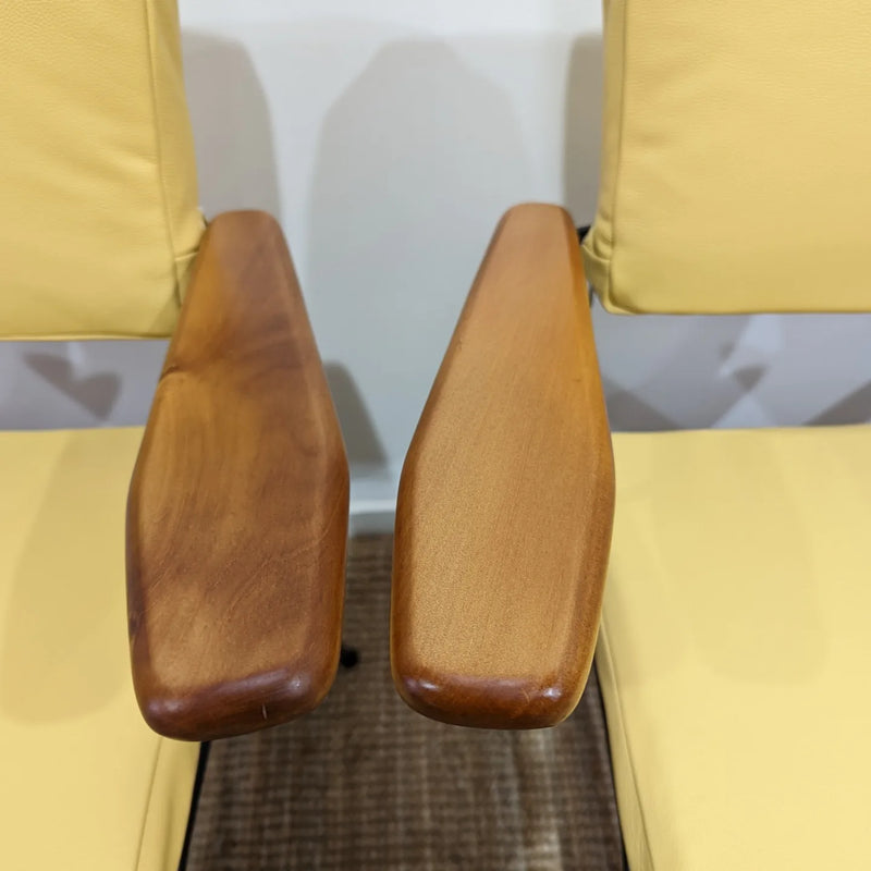 Fler tv chairs X 4 fully restored MCM yellow/honey/mustard Italian top grain leather