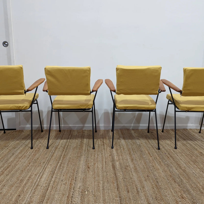 Fler tv chairs X 4 fully restored MCM yellow/honey/mustard Italian top grain leather
