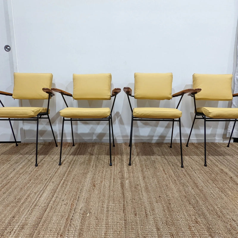 Fler tv chairs X 4 fully restored MCM yellow/honey/mustard Italian top grain leather