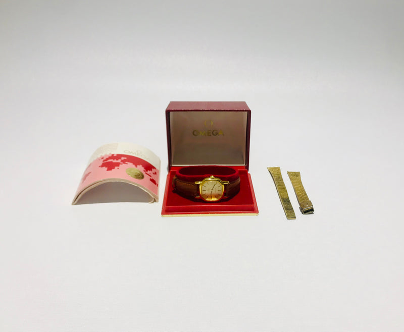 Omega Geneve gold plated hand wind ladies womens watch original box 9ct gold lugs Cal 625 17 Jewels