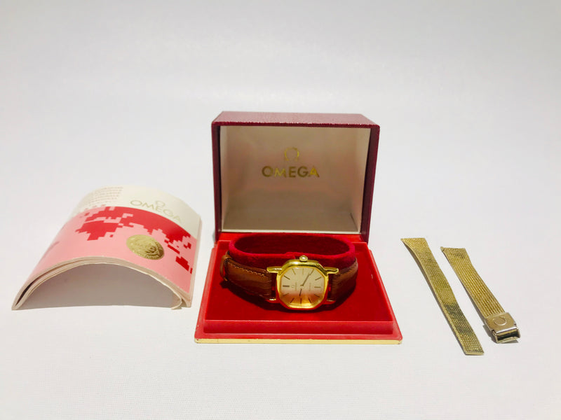 Omega Geneve gold plated hand wind ladies womens watch original box 9ct gold lugs Cal 625 17 Jewels