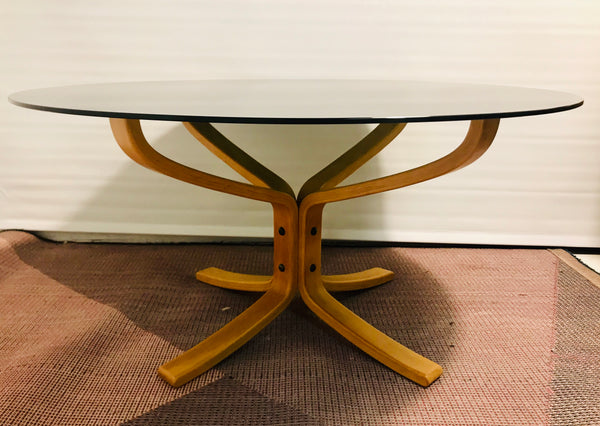 Authentic Smoked Glass Round Coffee Table Sigurd Ressell Vatne Møbler