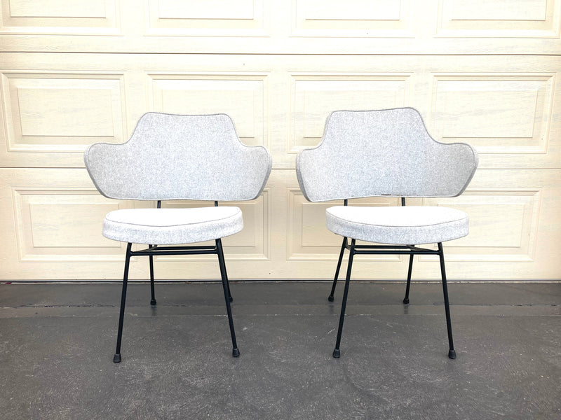 Featherston TY wingback chairs original 1950s grey Kvadrat wool fabric