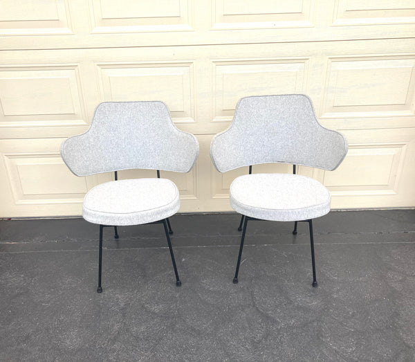 Featherston TY wingback chairs original 1950s grey Kvadrat wool fabric