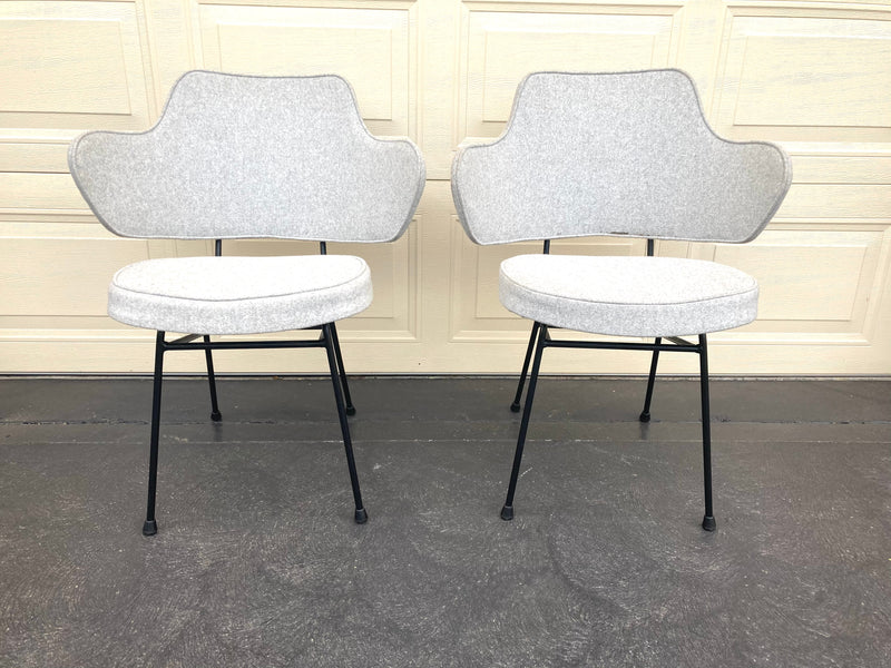 Featherston TY wingback chairs original 1950s grey Kvadrat wool fabric