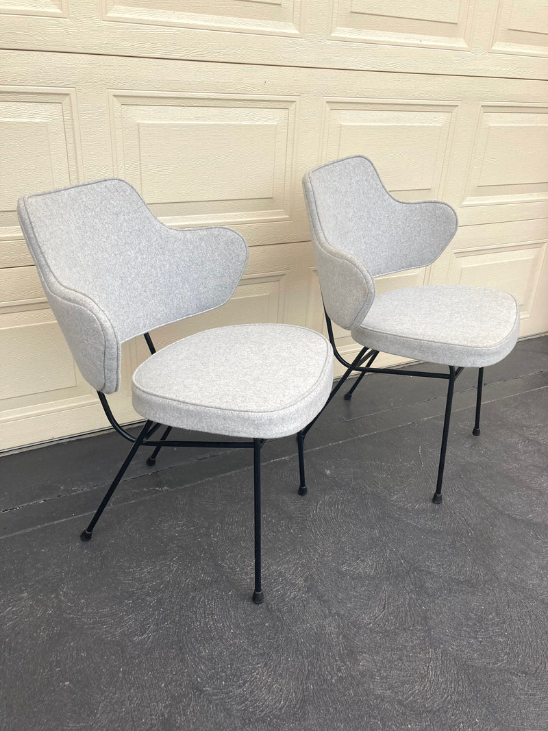 Featherston TY wingback chairs original 1950s grey Kvadrat wool fabric