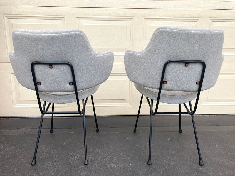 Featherston TY wingback chairs original 1950s grey Kvadrat wool fabric