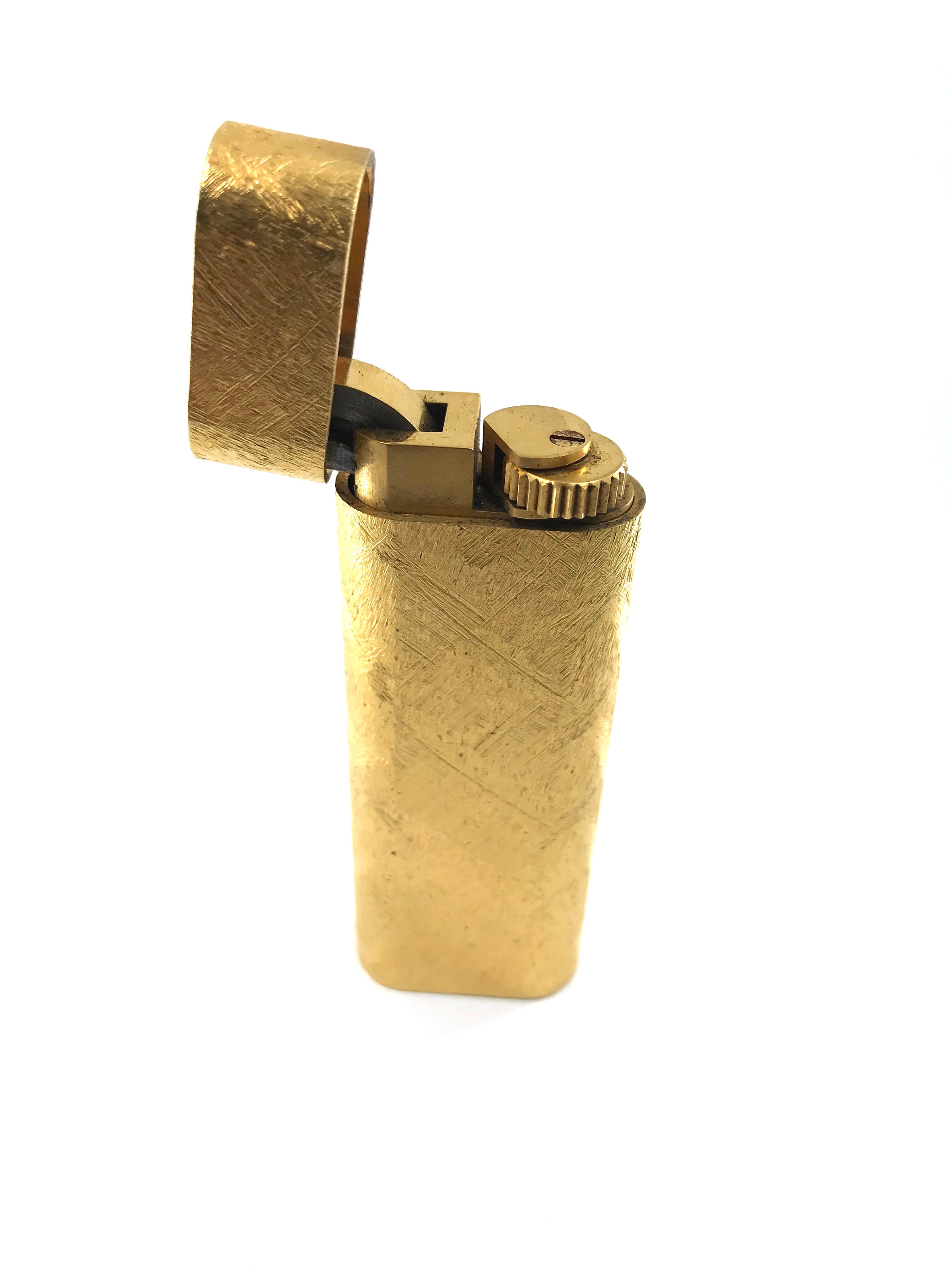 Cartier Paris gold plated pocket gas lighter oval shape working rare v ...
