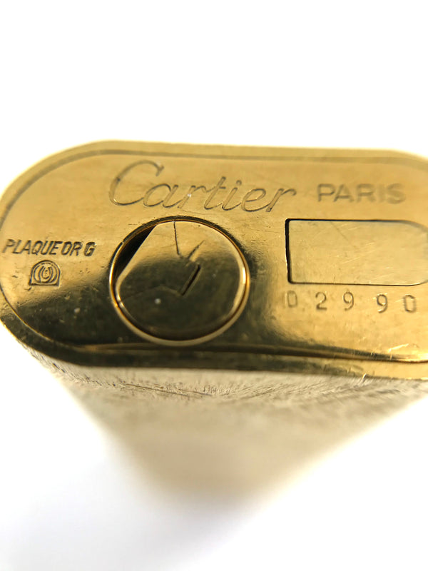 Cartier Paris gold plated pocket gas lighter oval shape working rare vintage
