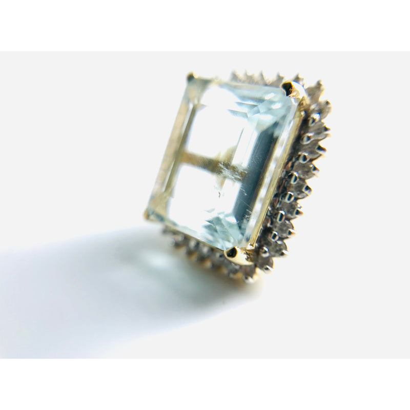 14ct Yellow Gold Aquamarine Diamond halo stud earrings evalution $16k