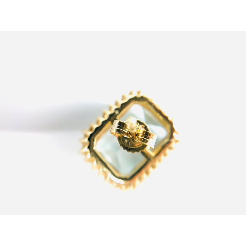 14ct Yellow Gold Aquamarine Diamond halo stud earrings evalution $16k