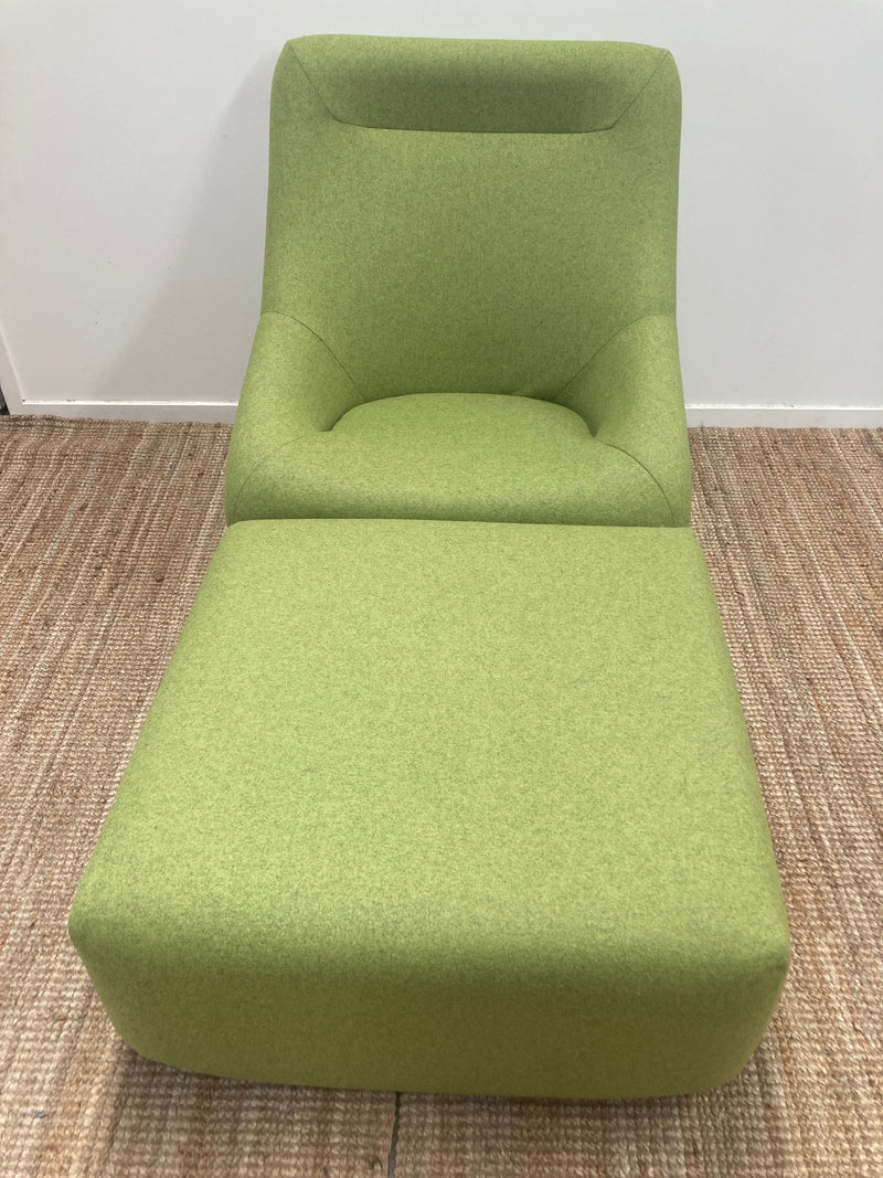 Authentic Featherston Uniroyal Numero 1V IV highback armchair Lime matching ottoman