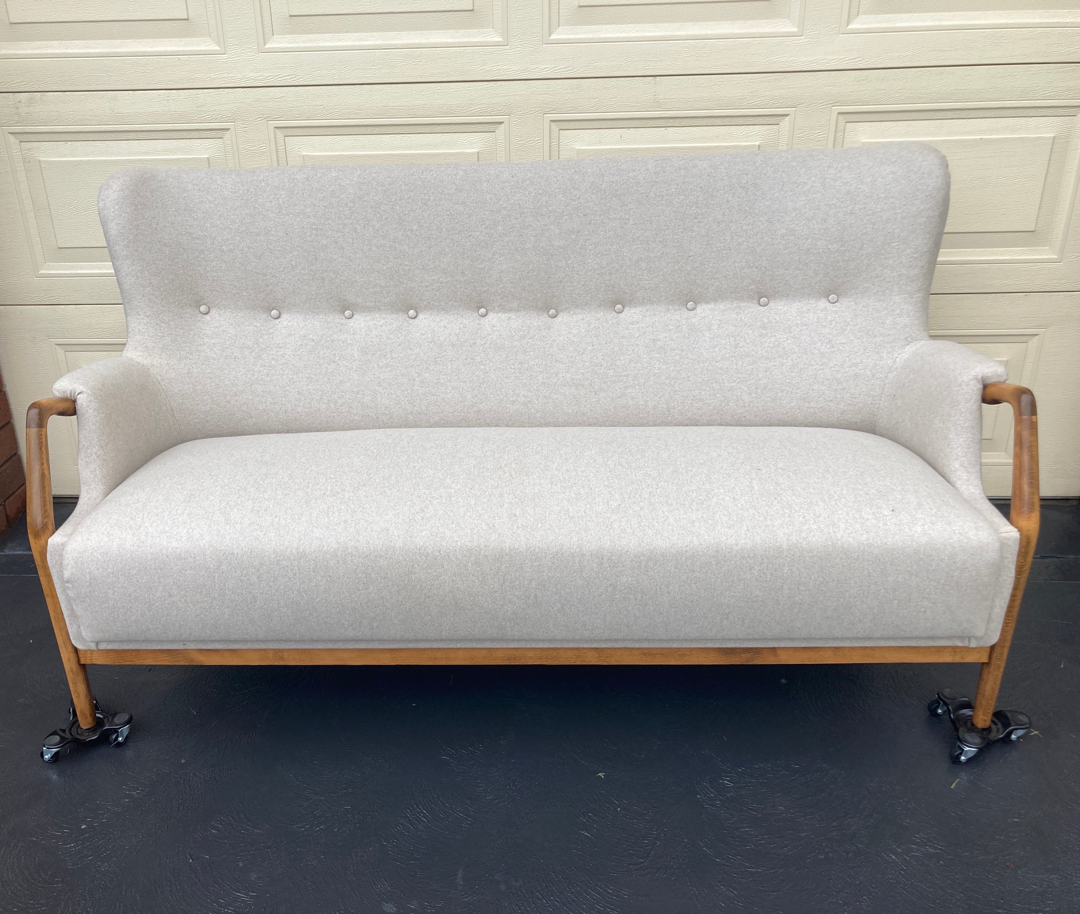 Original fully restored Van Treight 2 seater couch lounge sofa wool