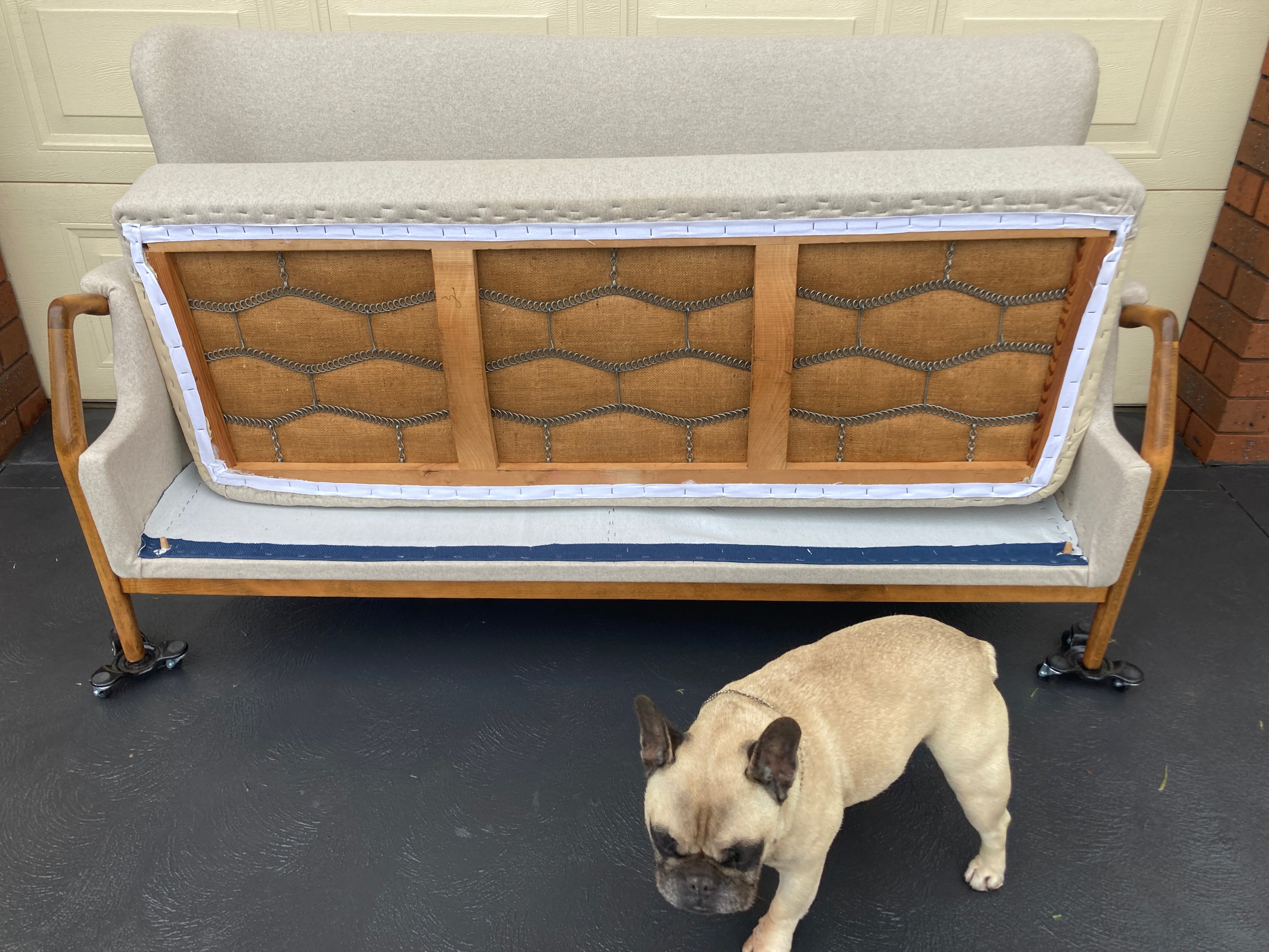 Original fully restored Van Treight 2 seater couch lounge sofa wool