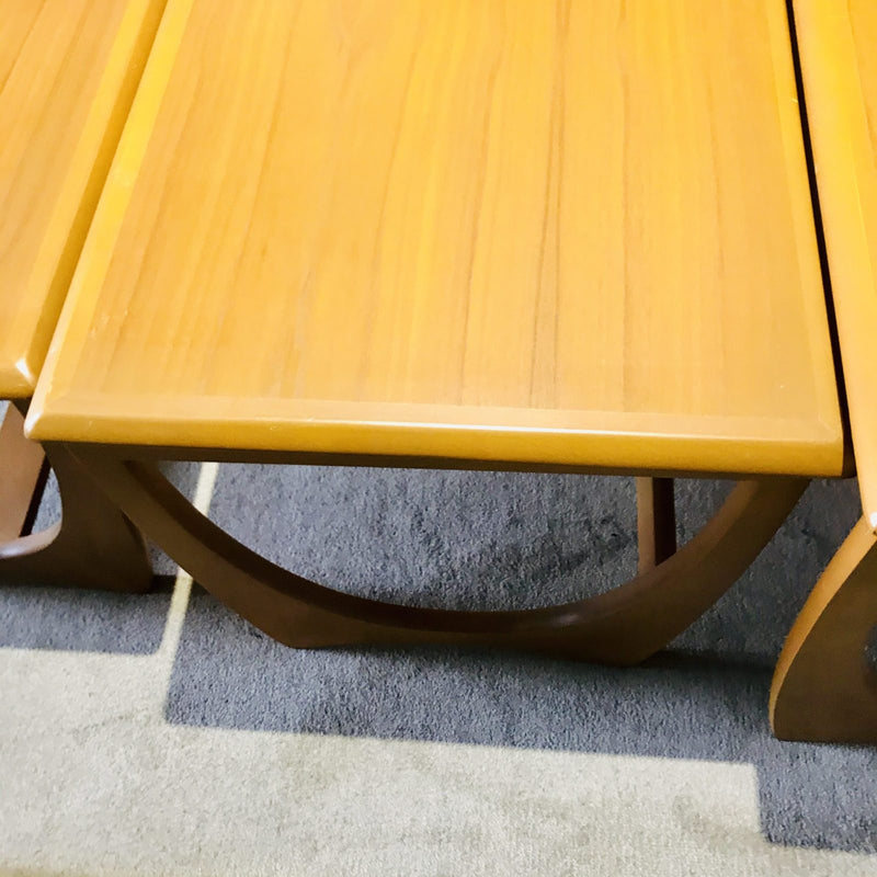 Authentic Kalmar 3 nest of tables restored light brown gold honeycomb MCM furniture