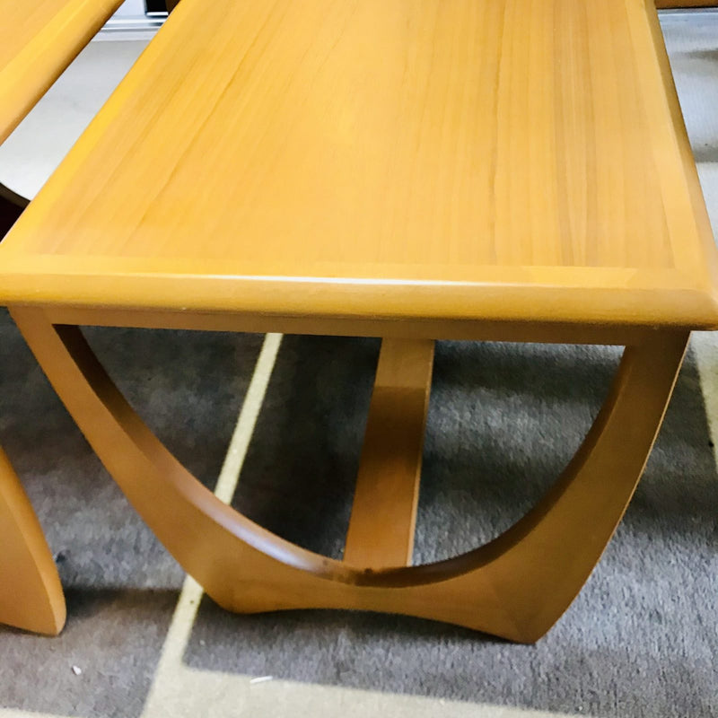 Authentic Kalmar 3 nest of tables restored light brown gold honeycomb MCM furniture