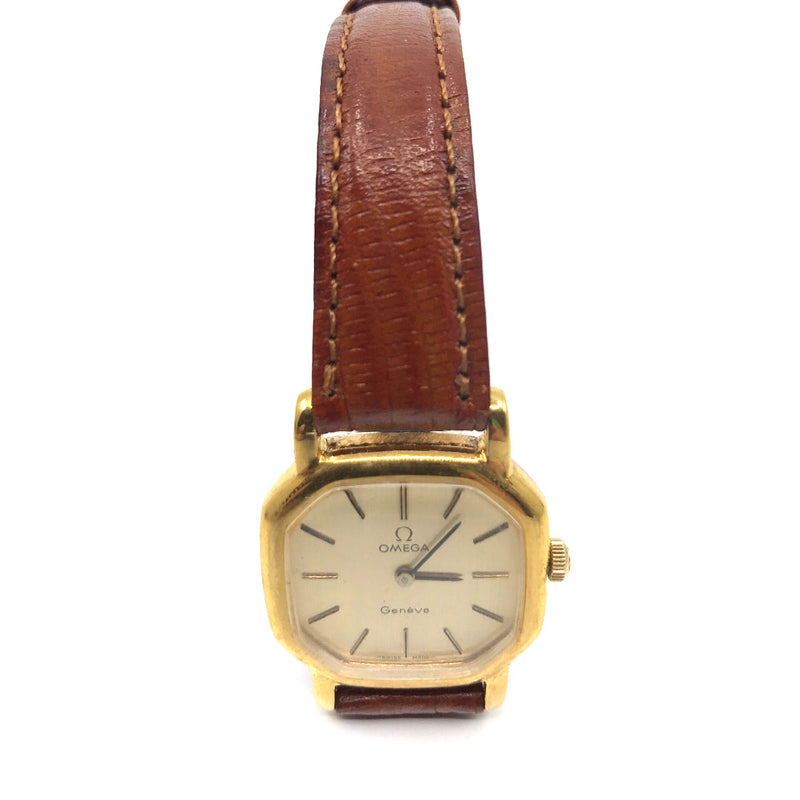Omega Geneve gold plated hand wind ladies womens watch original box 9ct gold lugs Cal 625 17 Jewels