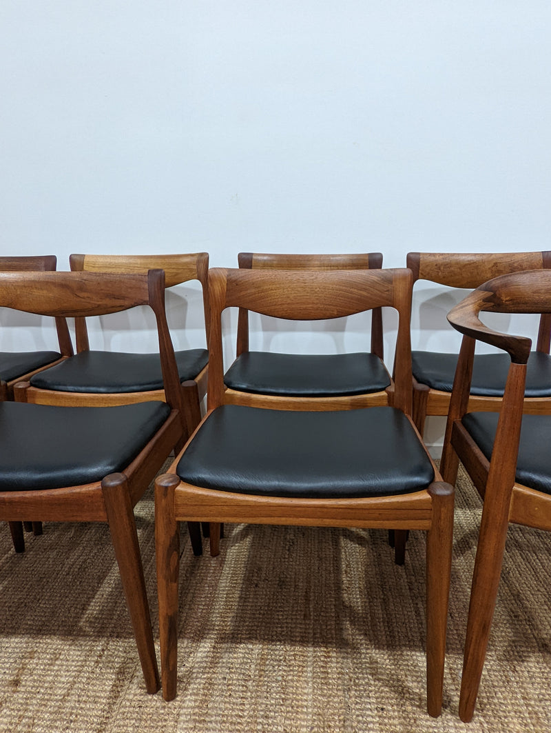 Danish Deluxe dining chairs set 8 fully restored Italian leather MCM Hans Wegner the chair carvers pair