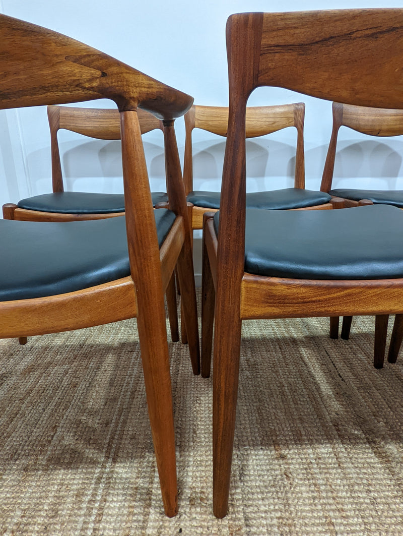 Danish Deluxe dining chairs set 8 fully restored Italian leather MCM Hans Wegner the chair carvers pair