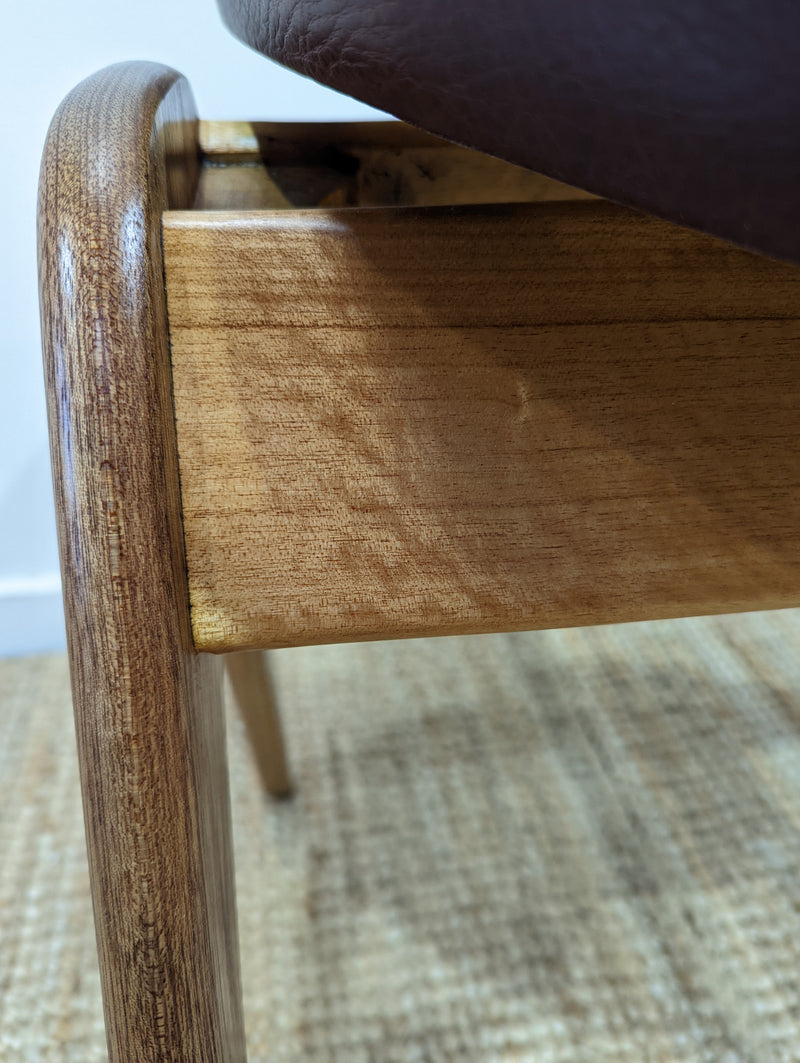 Original Genuine plate stamped Restored Featherston single TY armchair timber version leather