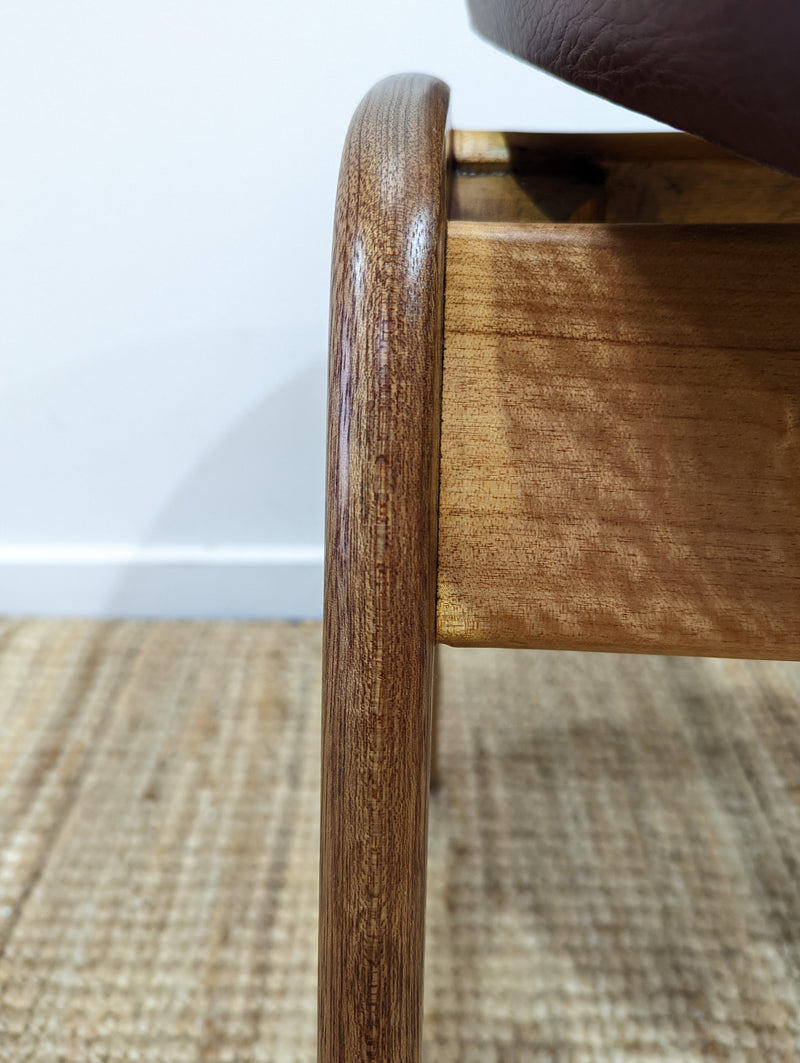 Original Genuine plate stamped Restored Featherston single TY armchair timber version leather