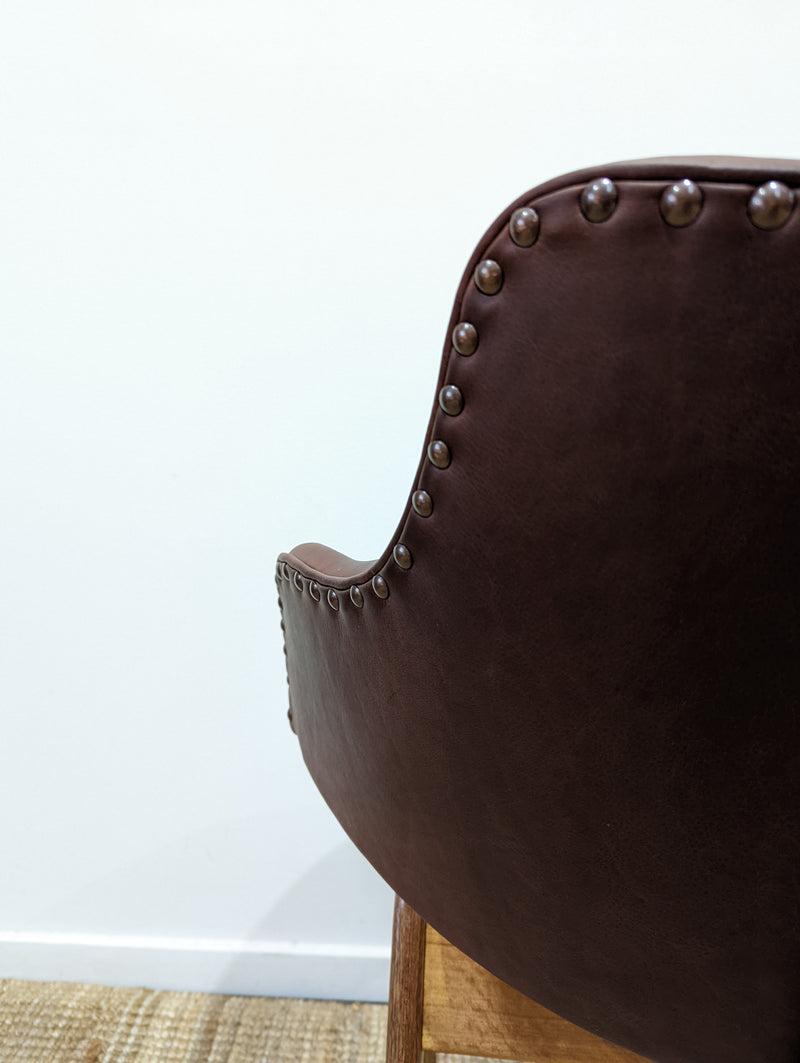Original Genuine plate stamped Restored Featherston single TY armchair timber version leather