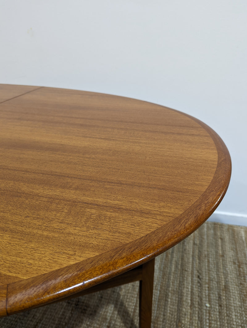 Golden teak Authentic Parker oval dining table MCM extendable drop 1960s