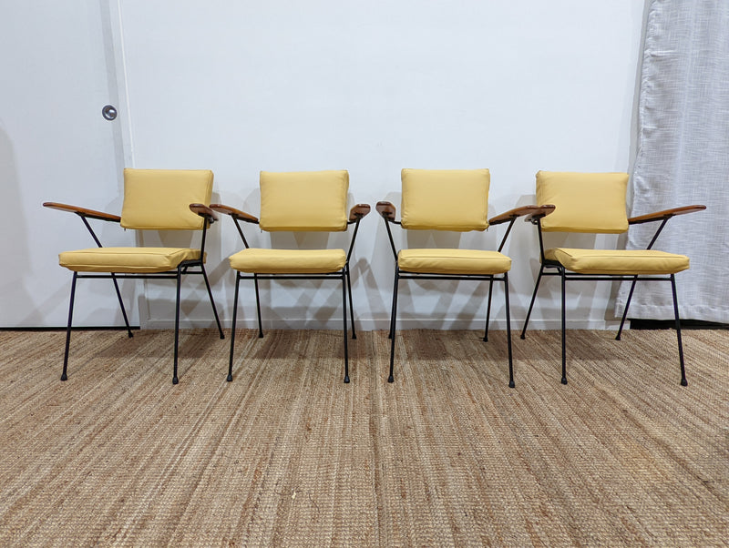 Fler tv chairs X 4 fully restored MCM yellow/honey/mustard Italian top grain leather