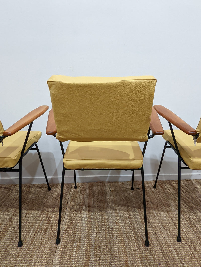 Fler tv chairs X 4 fully restored MCM yellow/honey/mustard Italian top grain leather