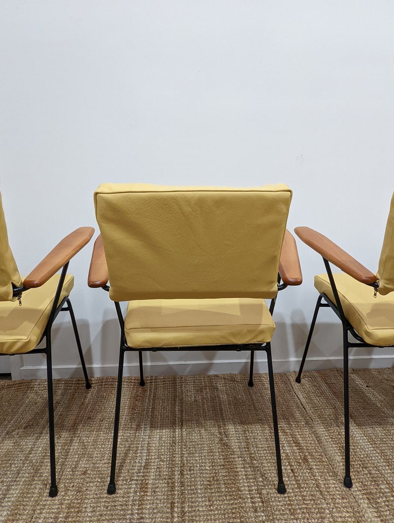 Fler tv chairs X 4 fully restored MCM yellow/honey/mustard Italian top grain leather