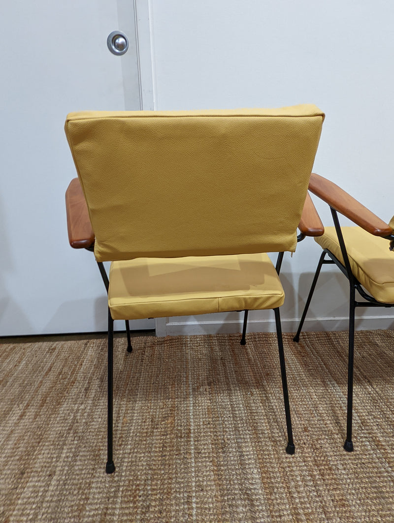 Fler tv chairs X 4 fully restored MCM yellow/honey/mustard Italian top grain leather
