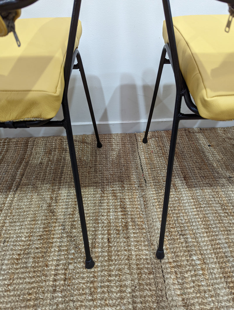 Fler tv chairs X 4 fully restored MCM yellow/honey/mustard Italian top grain leather