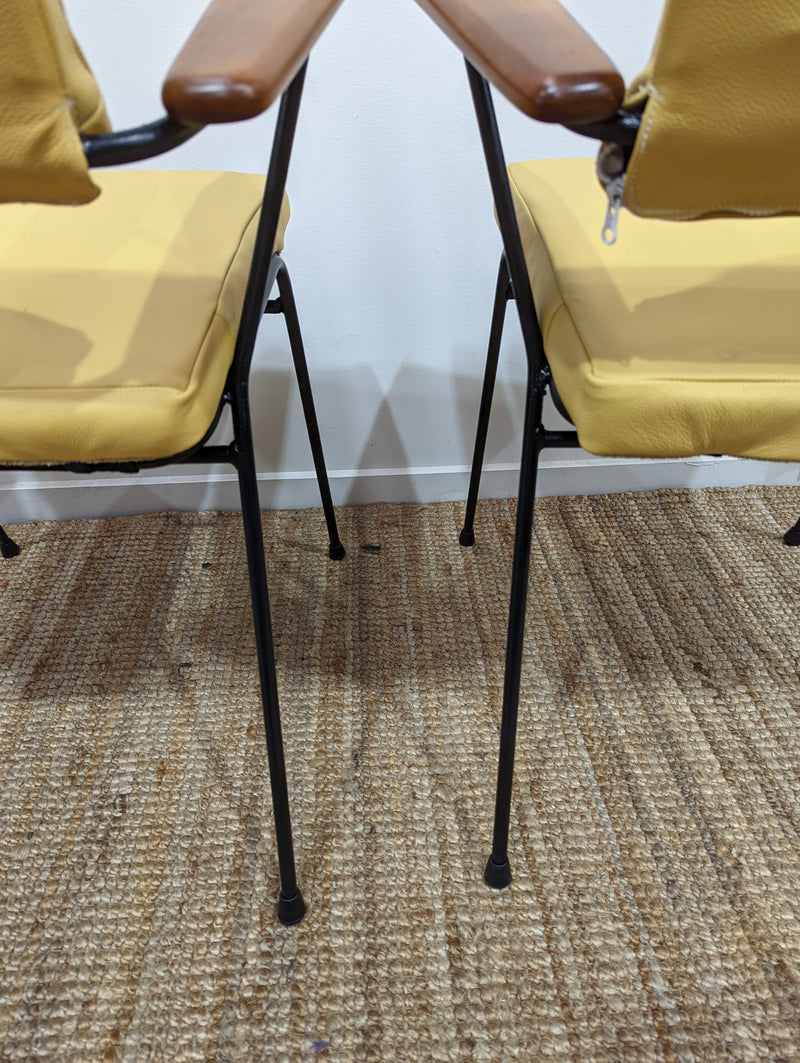 Fler tv chairs X 4 fully restored MCM yellow/honey/mustard Italian top grain leather