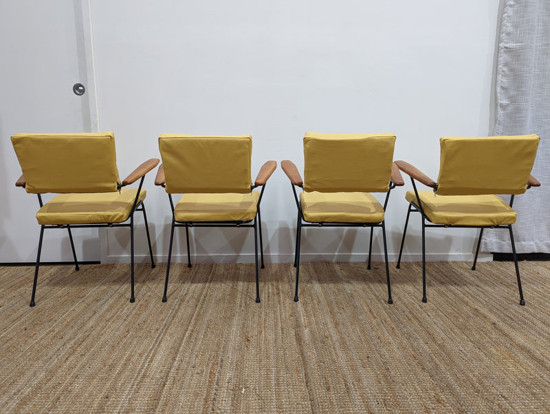 Fler tv chairs X 4 fully restored MCM yellow/honey/mustard Italian top grain leather