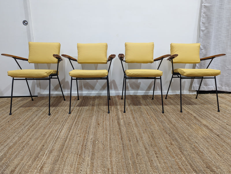 Fler tv chairs X 4 fully restored MCM yellow/honey/mustard Italian top grain leather