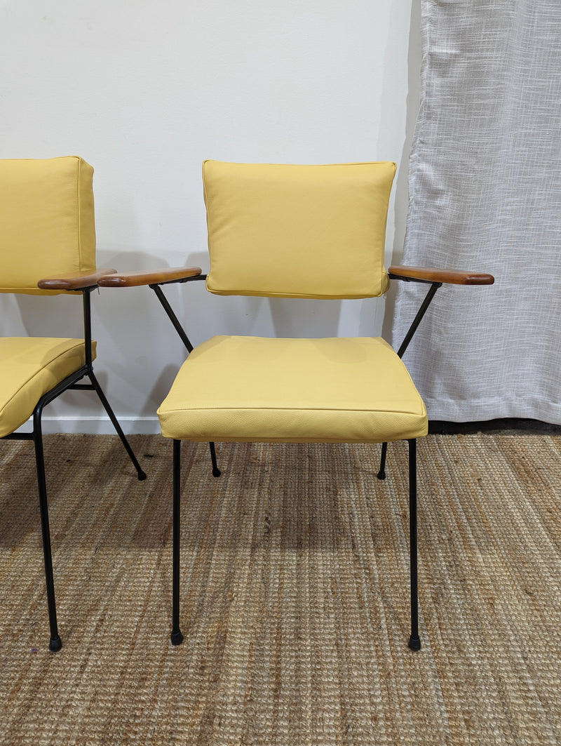 Fler tv chairs X 4 fully restored MCM yellow/honey/mustard Italian top grain leather