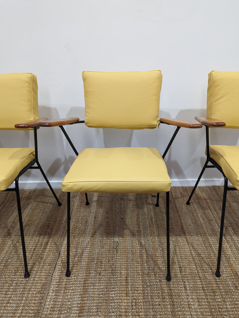 Fler tv chairs X 4 fully restored MCM yellow/honey/mustard Italian top grain leather