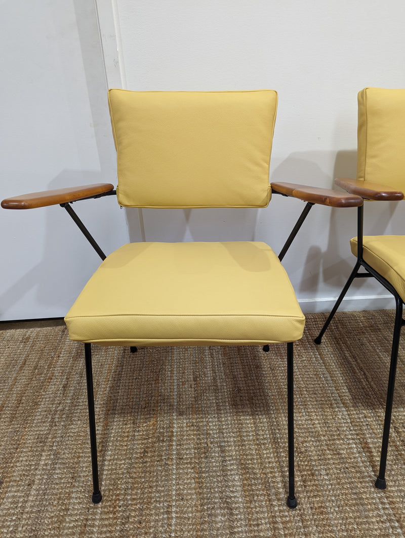 Fler tv chairs X 4 fully restored MCM yellow/honey/mustard Italian top grain leather