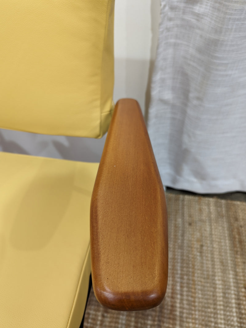 Fler tv chairs X 4 fully restored MCM yellow/honey/mustard Italian top grain leather