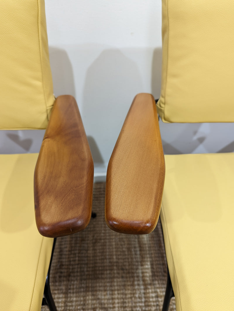 Fler tv chairs X 4 fully restored MCM yellow/honey/mustard Italian top grain leather