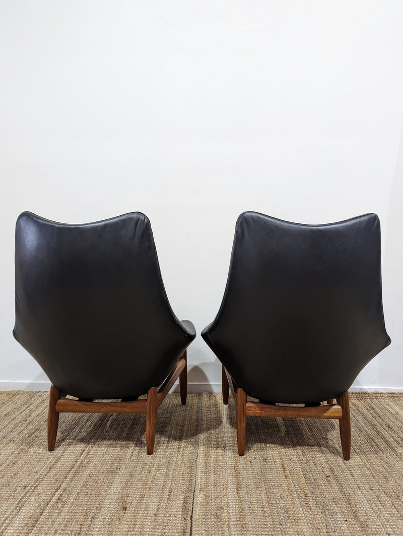 Danish Deluxe pair of Anita armchairs fully restored soft Italian leather