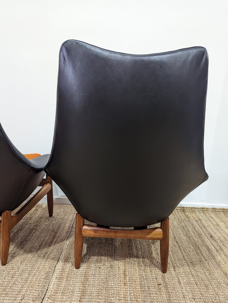 Danish Deluxe pair of Anita armchairs fully restored soft Italian leather