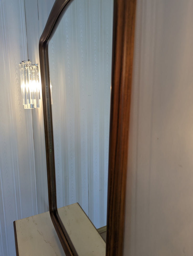 Rudowski bespoke mirror marble shelf pair Italian Venini Triboli wall light MCM 1960-70s