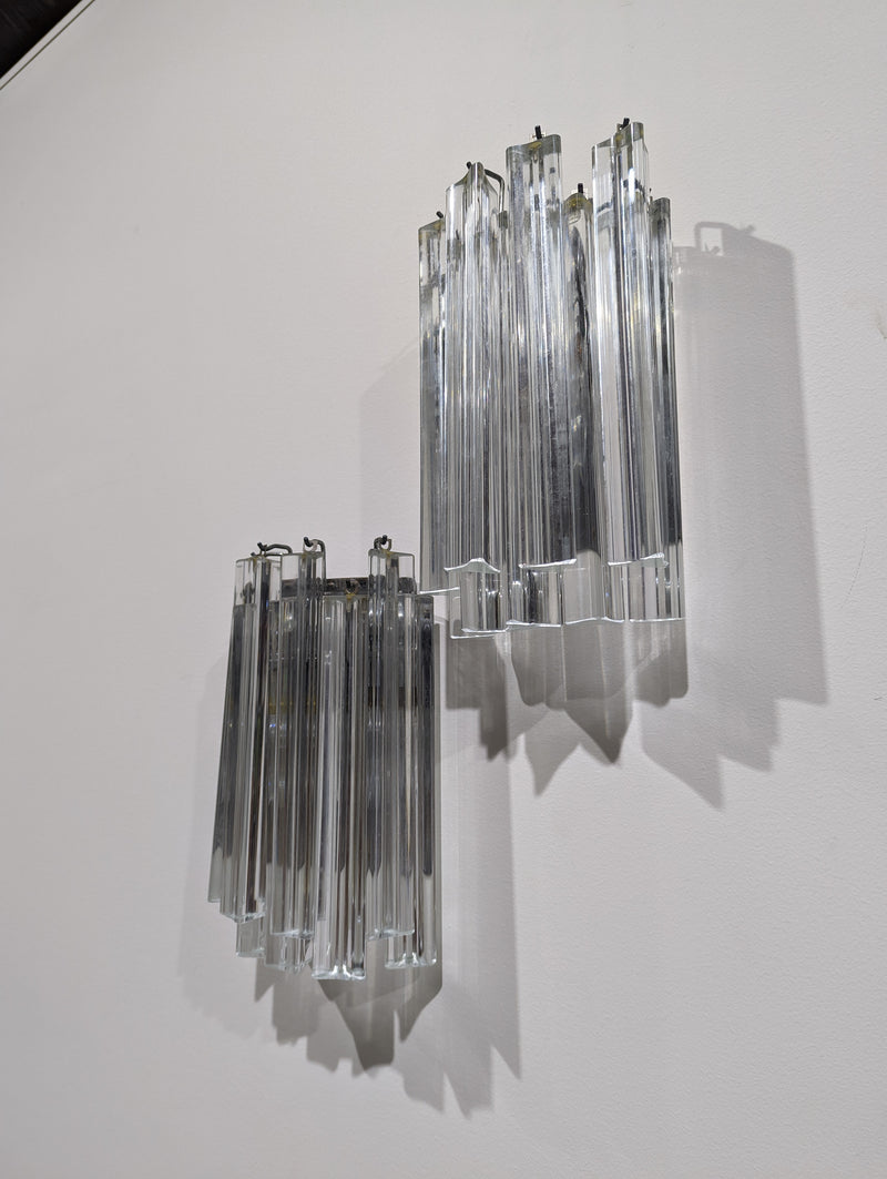 Pair Italian Venini Trilobi wall scone light MCM 1960-70s Murano
