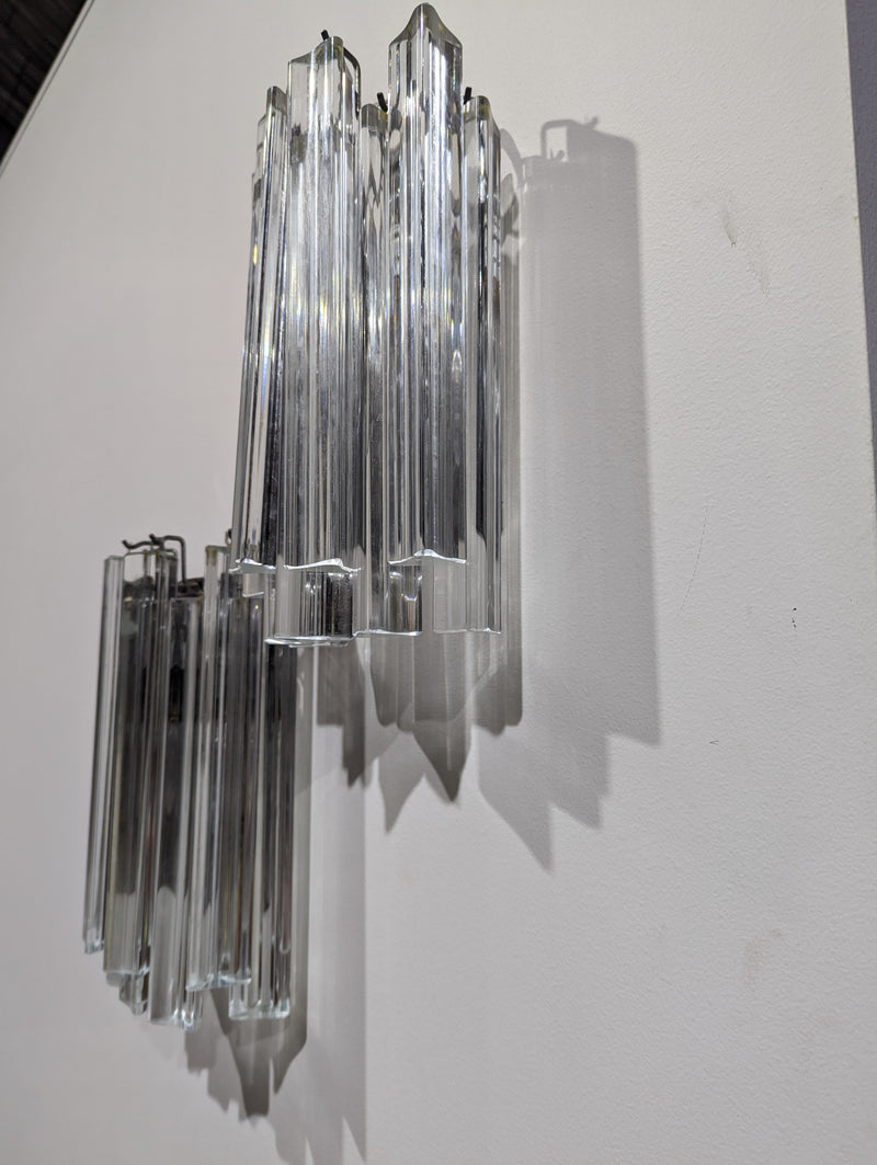 Pair Italian Venini Trilobi wall scone light MCM 1960-70s Murano