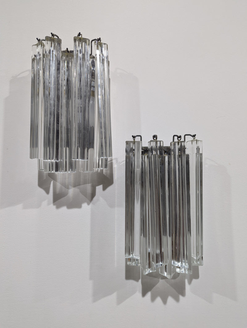 Pair Italian Venini Trilobi wall scone light MCM 1960-70s Murano